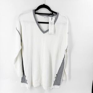 ✅ NWT NEON BUDDHA ZEN‎ PULLOVER IN WHITE/GREY V-NECK SIZE X-LARGE